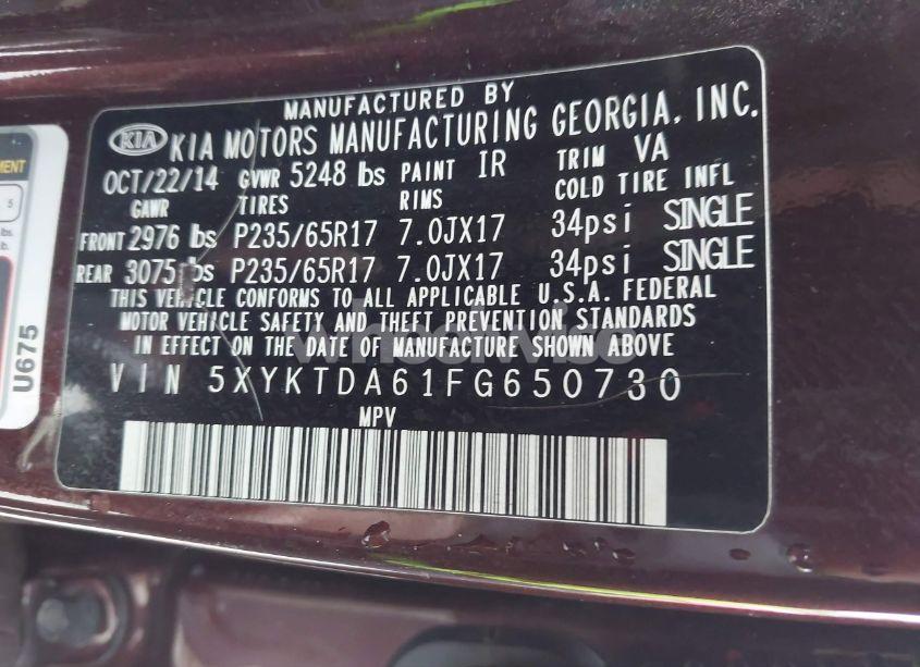 Photo 9 of 2015 Kia Sorento LX (VIN 5XYKTDA61FG650730)