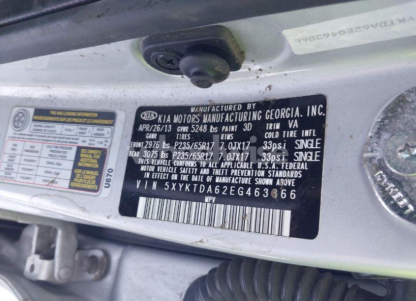 Photo 9 of 2014 Kia Sorento LX (VIN 5XYKTDA62EG463866)