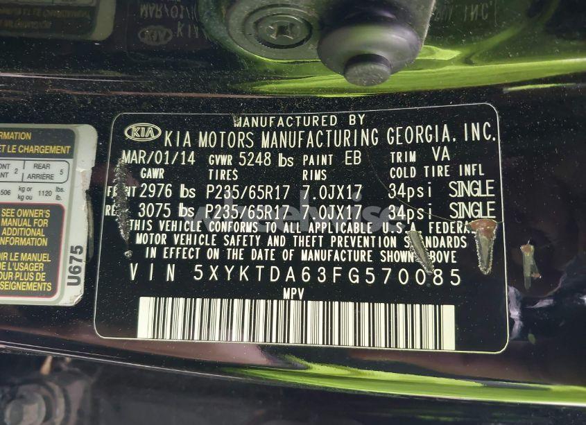 Photo 9 of 2015 Kia Sorento LX (VIN 5XYKTDA63FG570085)