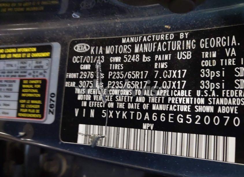 Photo 9 of 2014 Kia Sorento LX (VIN 5XYKTDA66EG520070)