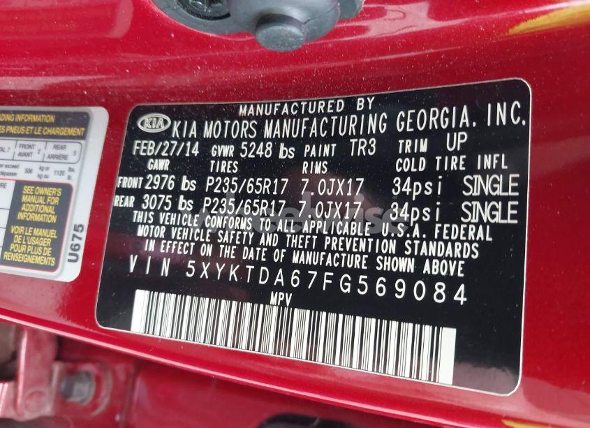 Photo 9 of 2015 Kia Sorento LX (VIN 5XYKTDA67FG569084)