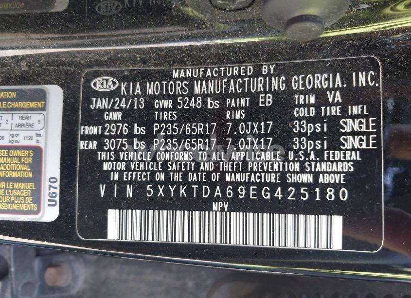 Photo 9 of 2014 Kia Sorento LX (VIN 5XYKTDA69EG425180)