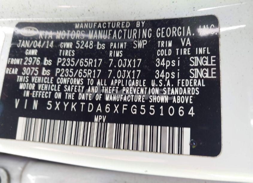 Photo 9 of 2015 Kia Sorento LX (VIN 5XYKTDA6XFG551064)