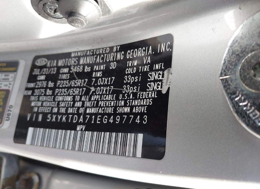 Photo 9 of 2014 Kia Sorento LX V6 (VIN 5XYKTDA71EG497743)