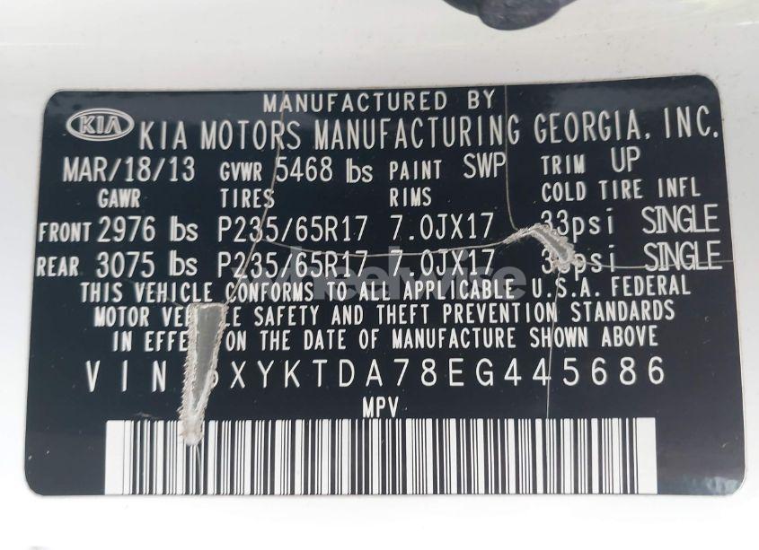 Photo 9 of 2014 Kia Sorento LX V6 (VIN 5XYKTDA78EG445686)