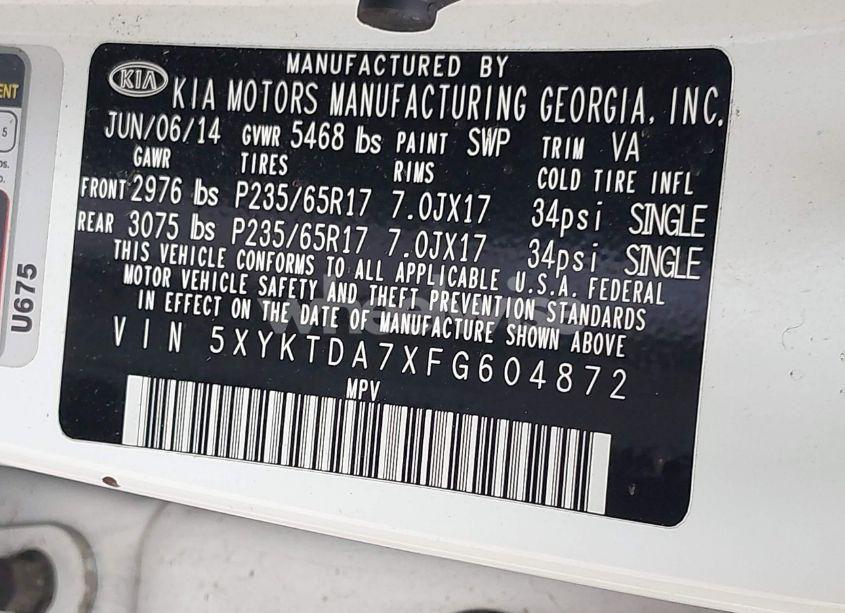 Photo 9 of 2015 Kia Sorento LX V6 (VIN 5XYKTDA7XFG604872)