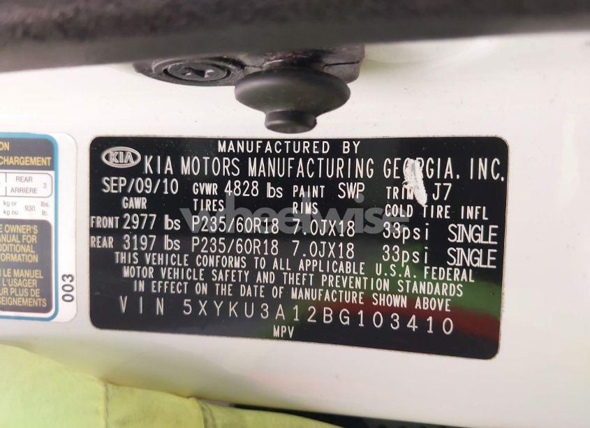 Photo 9 of 2011 Kia Sorento EX (VIN 5XYKU3A12BG103410)