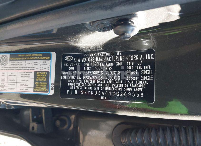 Photo 9 of 2012 Kia Sorento EX (VIN 5XYKU3A61CG269558)