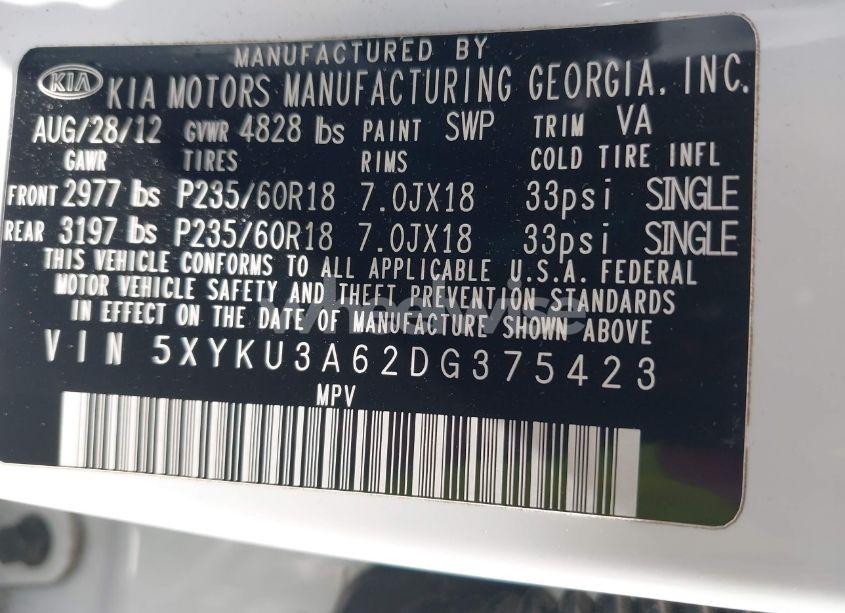 Photo 9 of 2013 Kia Sorento EX (VIN 5XYKU3A62DG375423)