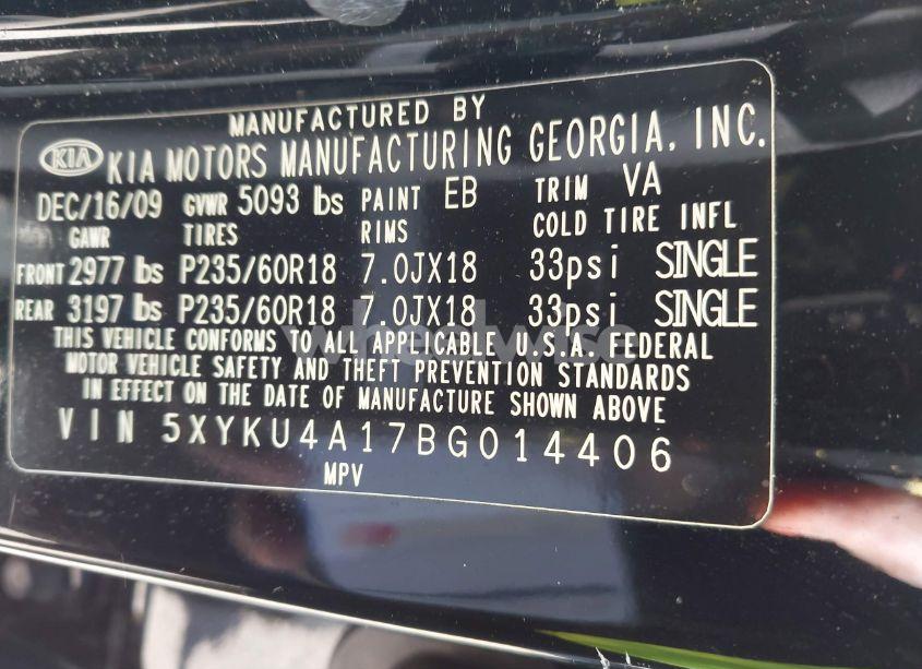 Photo 9 of 2011 Kia Sorento EX (VIN 5XYKU4A17BG014406)