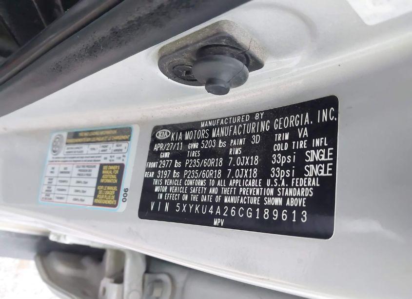 Photo 9 of 2012 Kia Sorento EX V6 (VIN 5XYKU4A26CG189613)