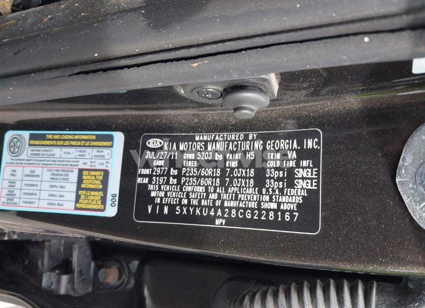 Photo 9 of 2012 Kia Sorento EX V6 (VIN 5XYKU4A28CG228167)