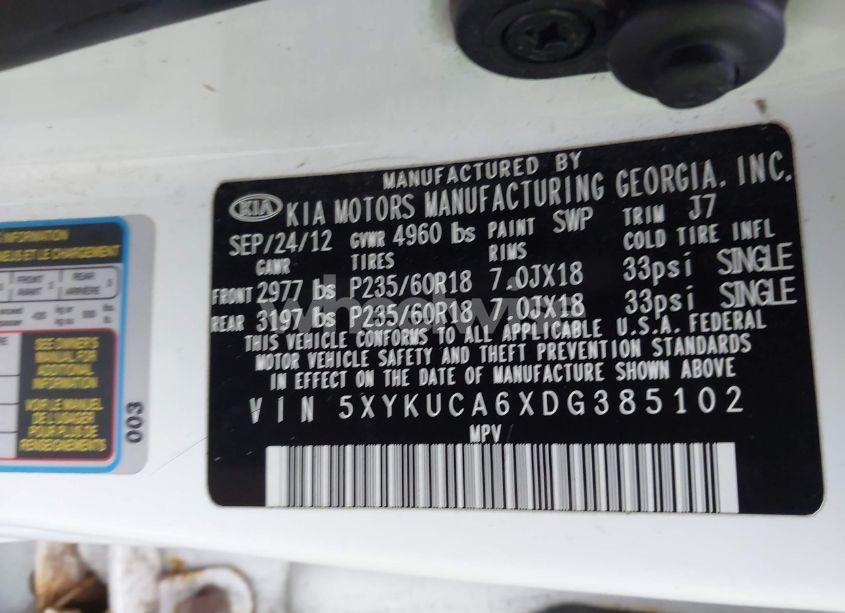 Photo 9 of 2013 Kia Sorento EX (VIN 5XYKUCA6XDG385102)