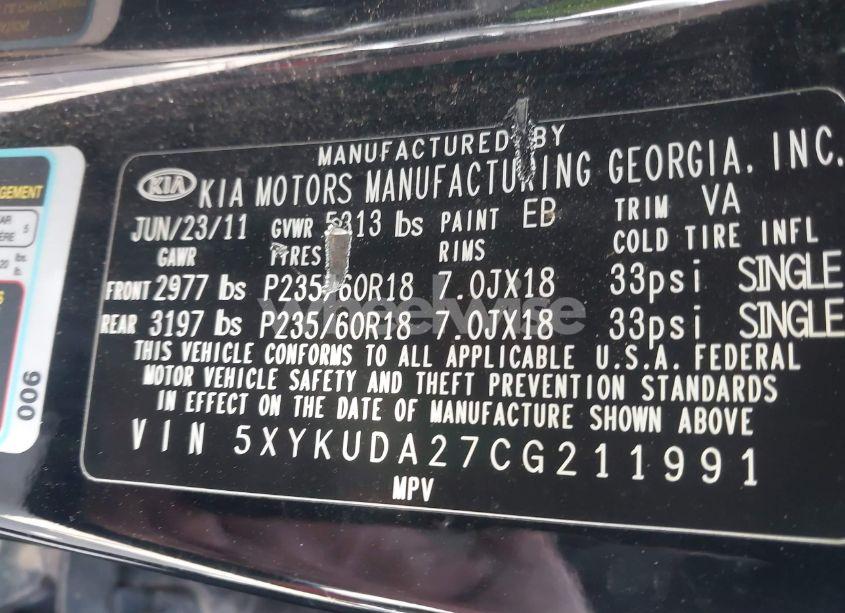 Photo 9 of 2012 Kia Sorento EX V6 (VIN 5XYKUDA27CG211991)