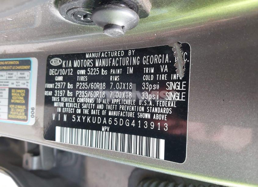 Photo 9 of 2013 Kia Sorento EX (VIN 5XYKUDA65DG413913)