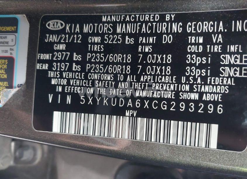 Photo 9 of 2012 Kia Sorento EX (VIN 5XYKUDA6XCG293296)