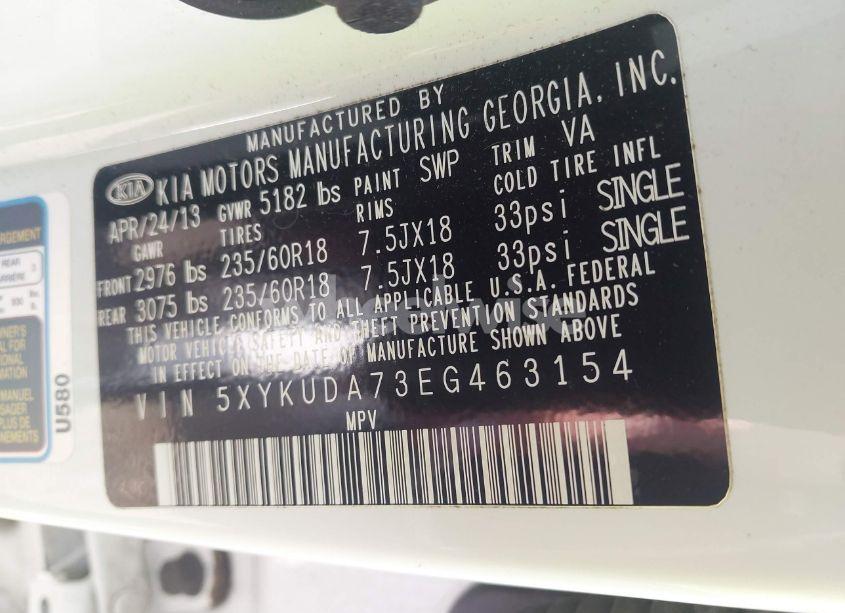 Photo 9 of 2014 Kia Sorento EX V6 (VIN 5XYKUDA73EG463154)