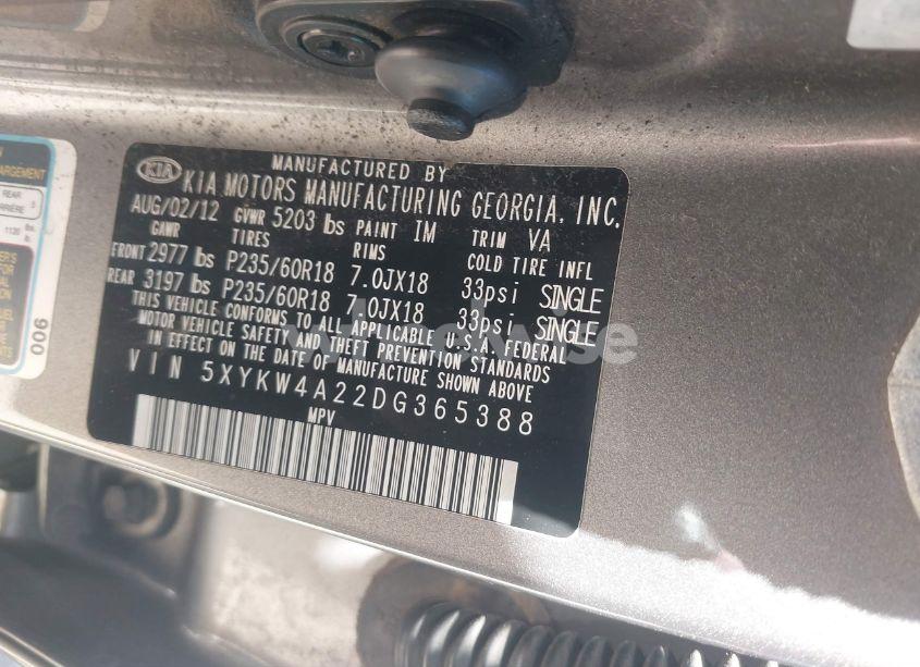 Photo 9 of 2013 Kia Sorento SX (VIN 5XYKW4A22DG365388)