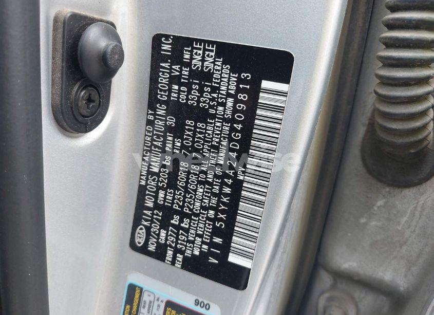 Photo 9 of 2013 Kia Sorento SX (VIN 5XYKW4A24DG409813)