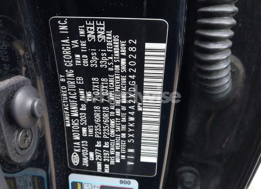 Photo 9 of 2013 Kia Sorento SX (VIN 5XYKW4A2XDG420282)