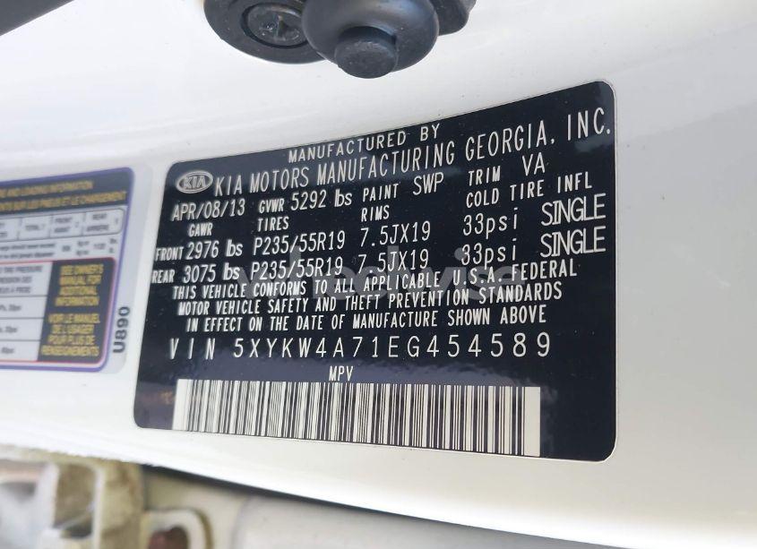 Photo 9 of 2014 Kia Sorento LIMITED V6 (VIN 5XYKW4A71EG454589)