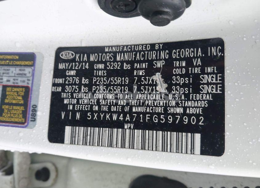 Photo 9 of 2015 Kia Sorento LIMITED V6 (VIN 5XYKW4A71FG597902)