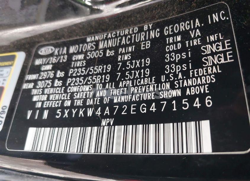 Photo 9 of 2014 Kia Sorento LIMITED V6 (VIN 5XYKW4A72EG471546)