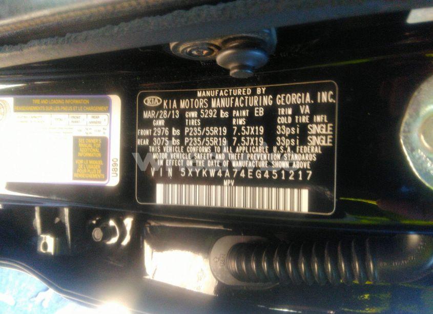 Photo 9 of 2014 Kia Sorento LIMITED V6 (VIN 5XYKW4A74EG451217)