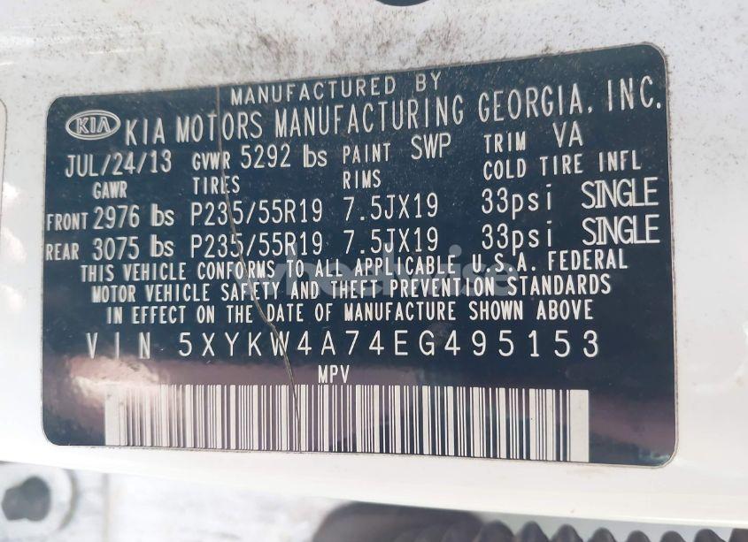 Photo 9 of 2014 Kia Sorento LIMITED V6 (VIN 5XYKW4A74EG495153)