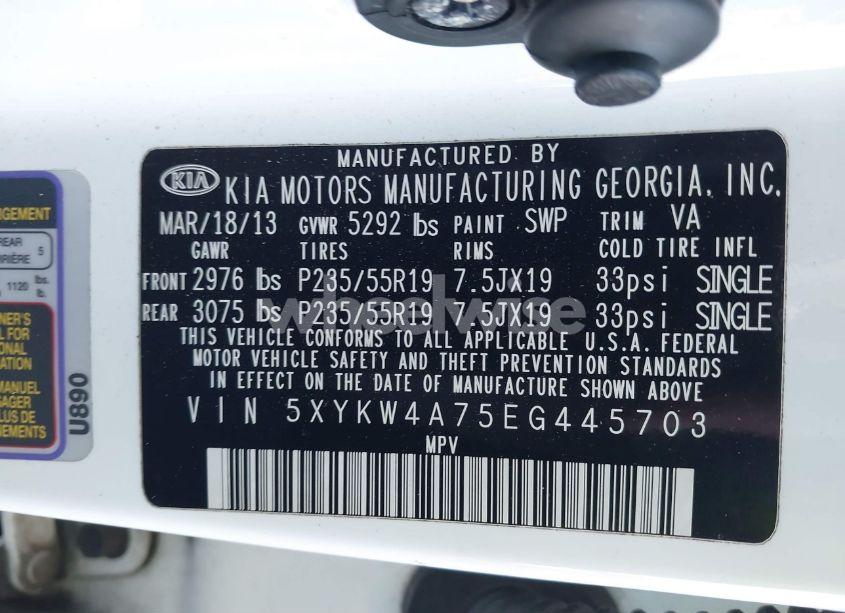 Photo 9 of 2014 Kia Sorento LIMITED V6 (VIN 5XYKW4A75EG445703)