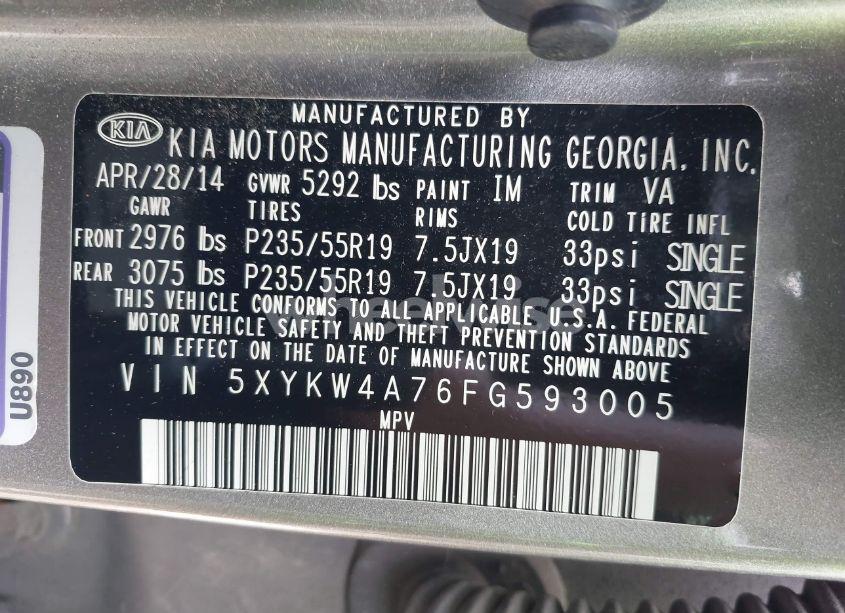 Photo 9 of 2015 Kia Sorento LIMITED V6 (VIN 5XYKW4A76FG593005)