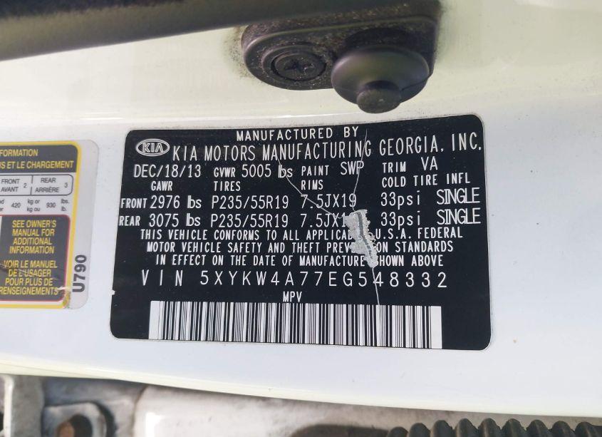 Photo 9 of 2014 Kia Sorento LIMITED V6 (VIN 5XYKW4A77EG548332)