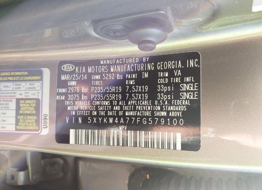 Photo 9 of 2015 Kia Sorento LIMITED V6 (VIN 5XYKW4A77FG579100)