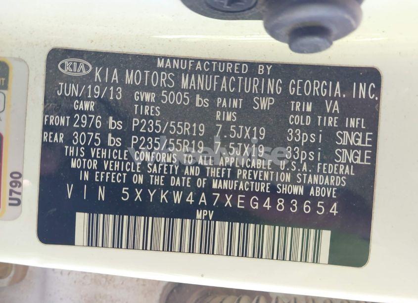 Photo 9 of 2014 Kia Sorento LIMITED V6 (VIN 5XYKW4A7XEG483654)