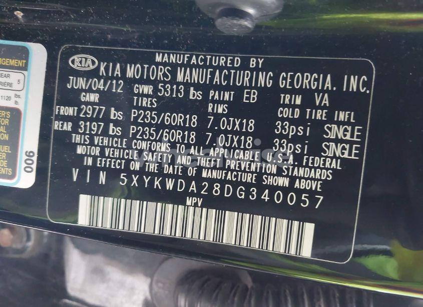 Photo 9 of 2013 Kia Sorento SX V6 (VIN 5XYKWDA28DG340057)