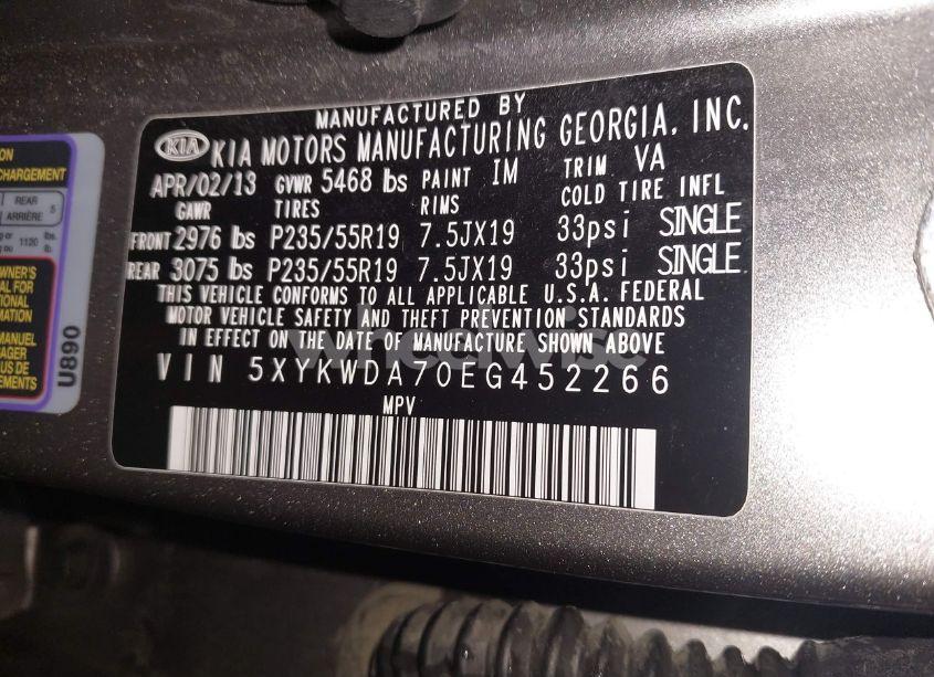 Photo 9 of 2014 Kia Sorento LIMITED V6 (VIN 5XYKWDA70EG452266)