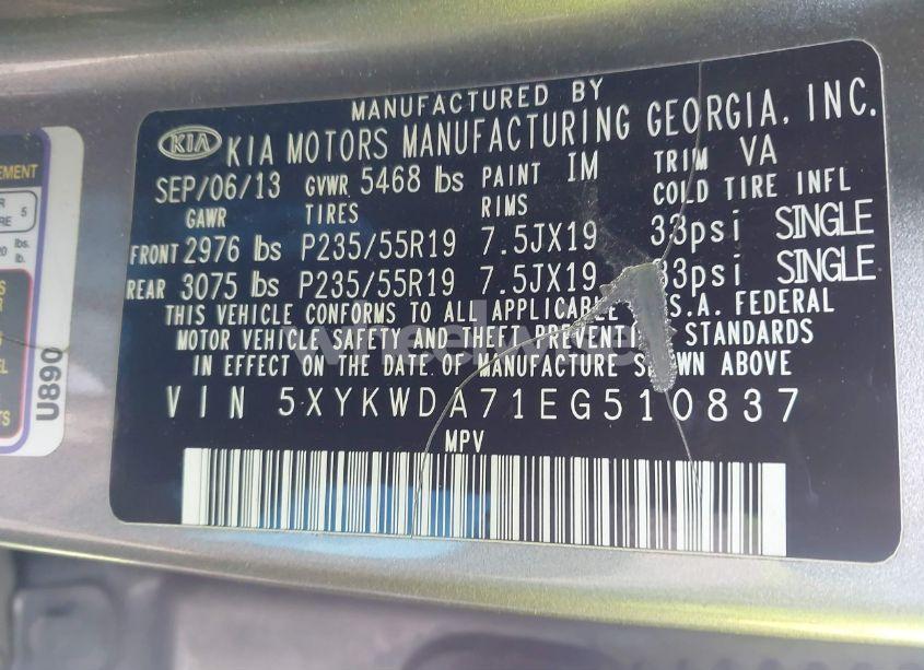 Photo 9 of 2014 Kia Sorento LIMITED V6 (VIN 5XYKWDA71EG510837)