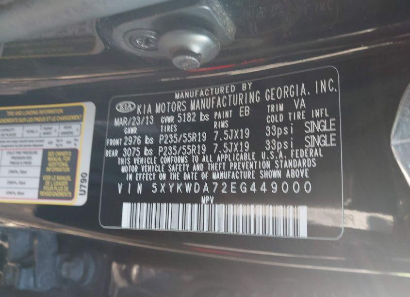 Photo 9 of 2014 Kia Sorento LIMITED V6 (VIN 5XYKWDA72EG449000)