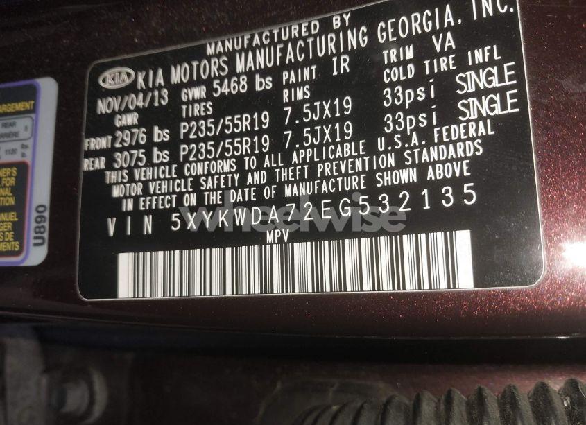 Photo 9 of 2014 Kia Sorento SX V6 (VIN 5XYKWDA72EG532135)