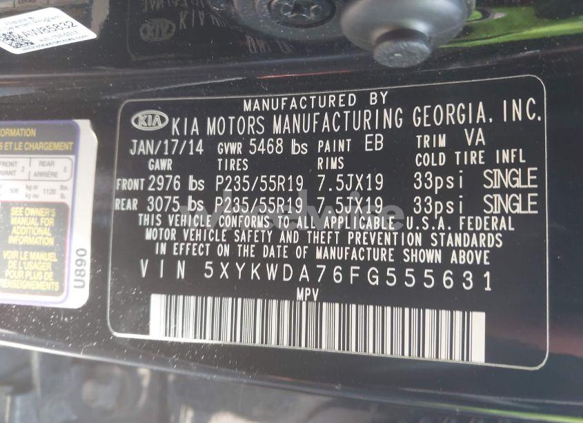 Photo 9 of 2015 Kia Sorento SX V6 (VIN 5XYKWDA76FG555631)