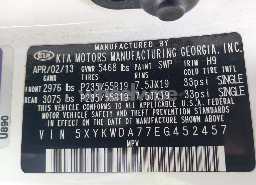 Photo 9 of 2014 Kia Sorento SX V6 (VIN 5XYKWDA77EG452457)