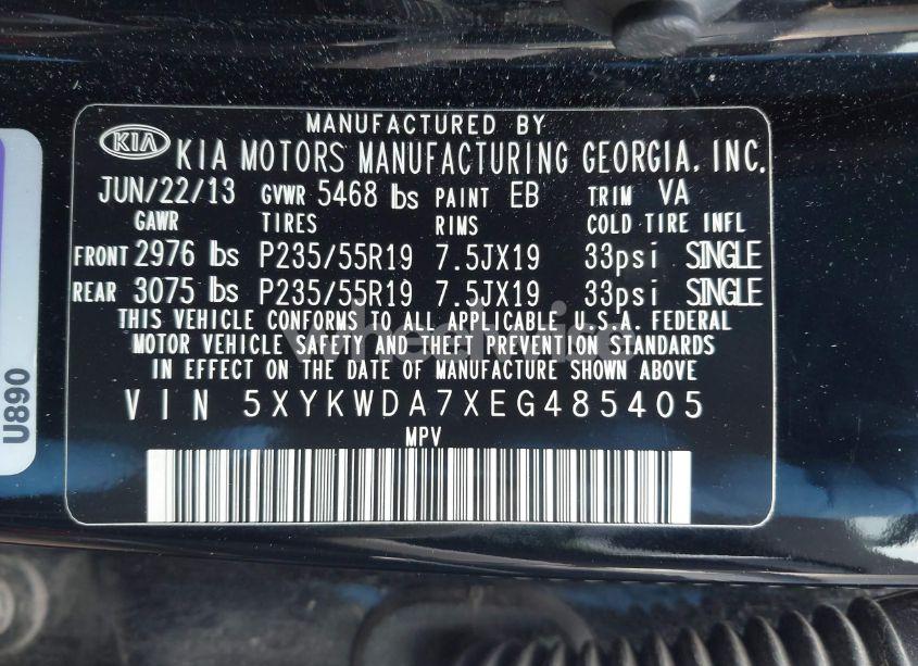 Photo 9 of 2014 Kia Sorento LIMITED V6 (VIN 5XYKWDA7XEG485405)