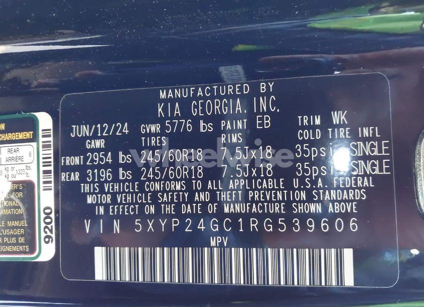 Photo 9 of 2024 Kia Telluride LX (VIN 5XYP24GC1RG539606)