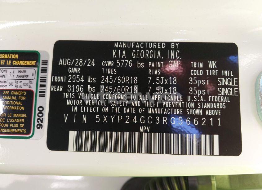 Photo 9 of 2024 Kia Telluride LX (VIN 5XYP24GC3RG566211)