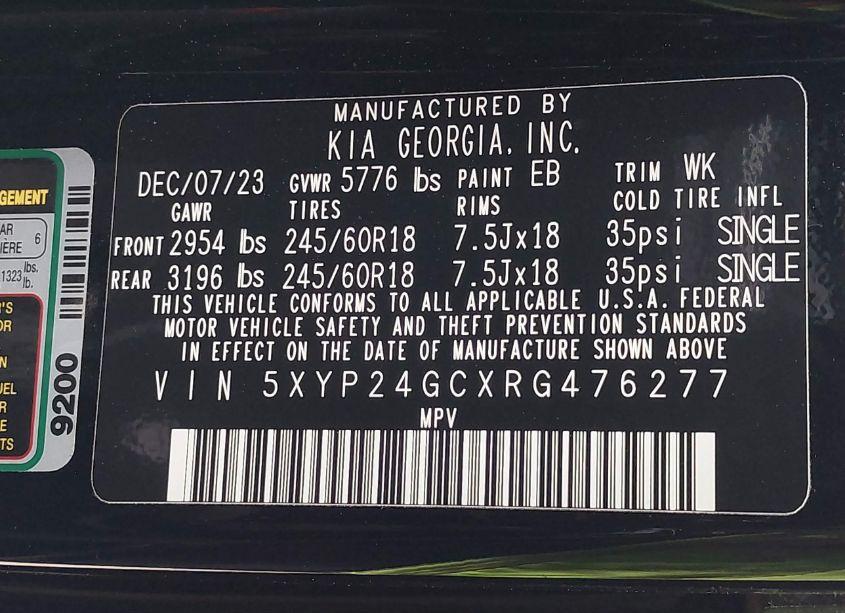 Photo 9 of 2024 Kia Telluride LX (VIN 5XYP24GCXRG476277)