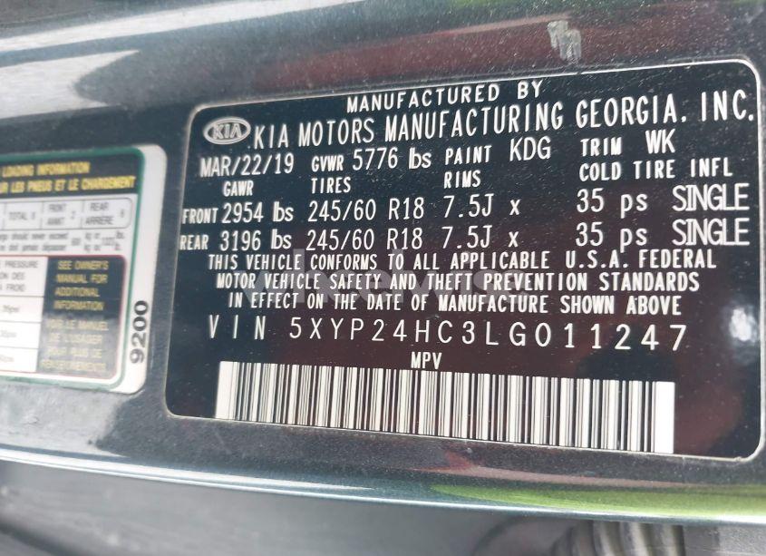 Photo 9 of 2020 Kia Telluride LX (VIN 5XYP24HC3LG011247)