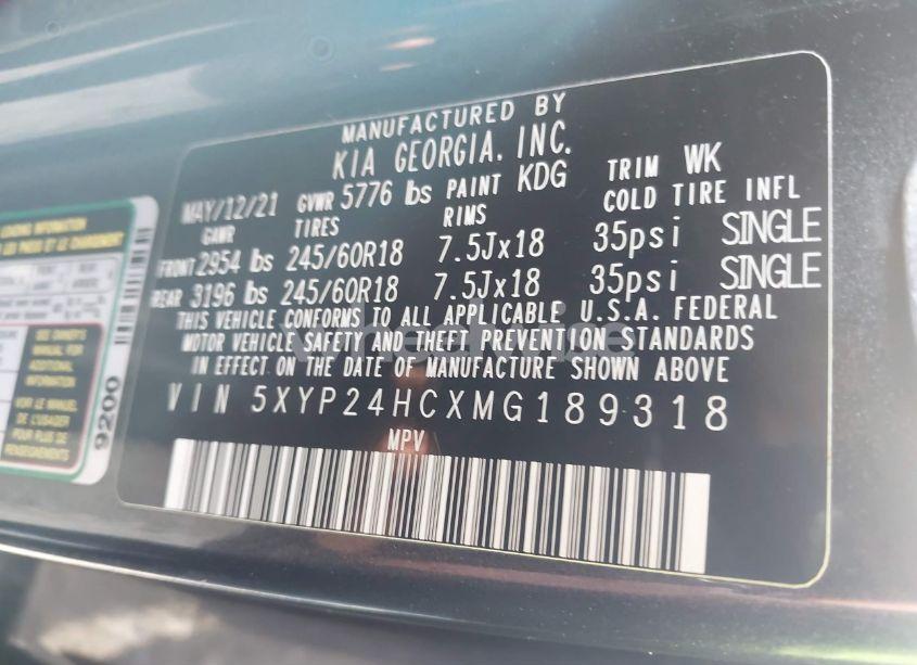Photo 9 of 2021 Kia Telluride LX (VIN 5XYP24HCXMG189318)