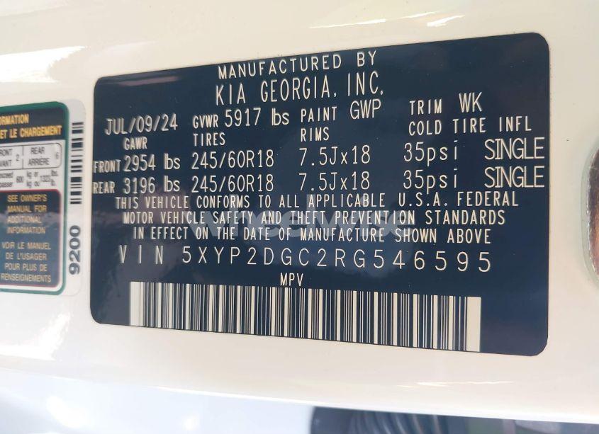 Photo 9 of 2024 Kia Telluride LX (VIN 5XYP2DGC2RG546595)