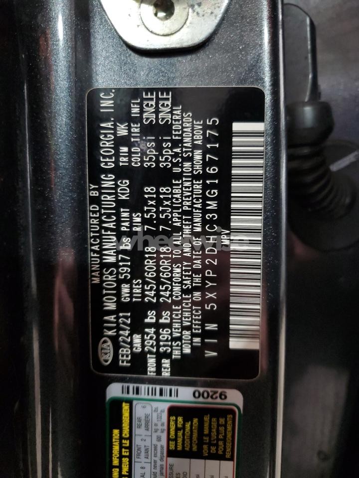 Photo 13 of 2021 KIA TELLURIDE LX (VIN 5XYP2DHC3MG167175)