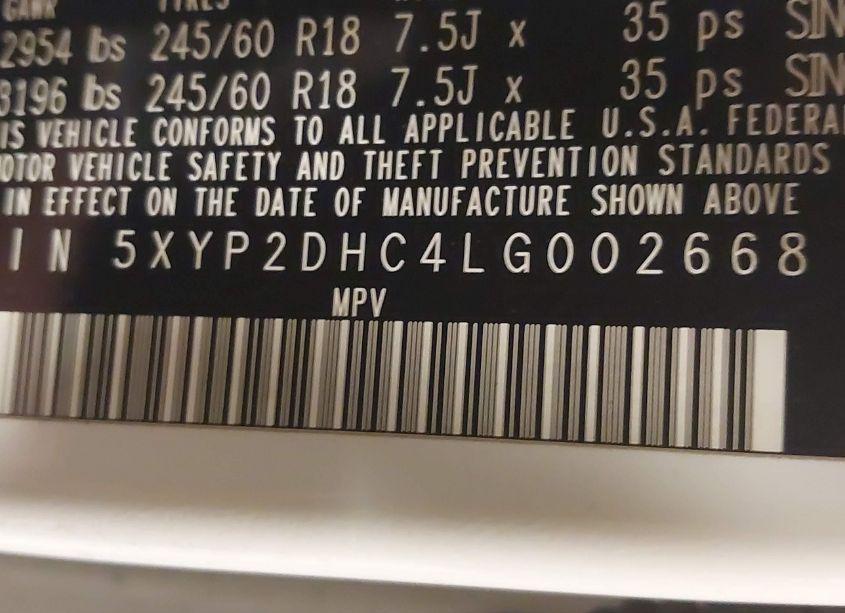 Photo 9 of 2020 Kia Telluride LX (VIN 5XYP2DHC4LG002668)